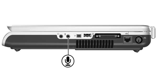 4 Funciones multimedia Funciones de audio Utilización del conector de entrada de audio (micrófono) El conector de entrada de audio, ilustrado a continuación, sirve para conectar un micrófono