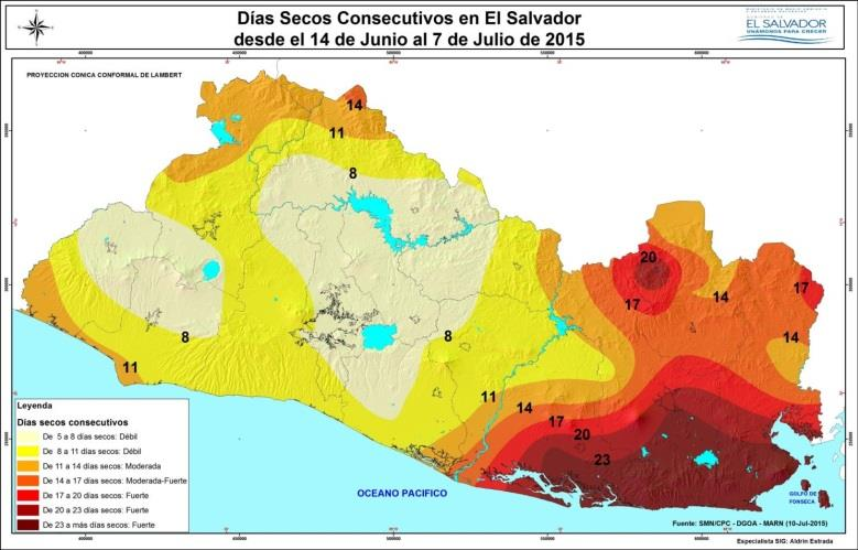 más bajas en más de cuatro decenios 2015: Trimestre Mayo-Junio-Julio más seco registrado Lluvia nacional de trimestre