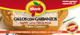 CALLOS CON GARBANZOS Marca: Disponible en marca ALUVE Plato cocinado en conserva.