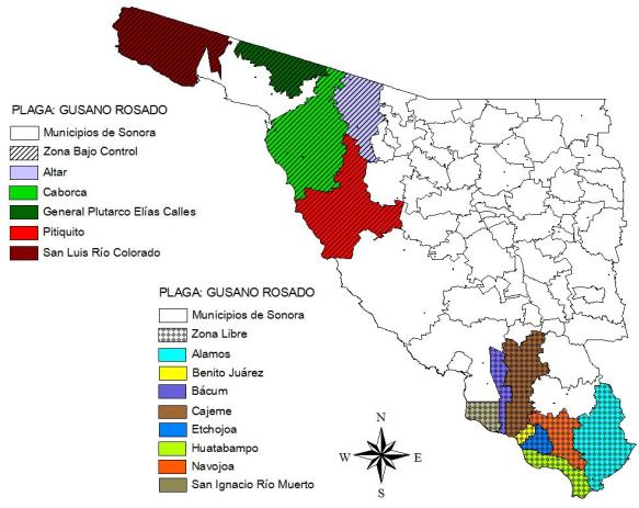 Zona libre Conservar el reconocimiento de zona libre de picudo del algodonero en los municipios de San Luis Río Colorado, Plutarco Elías Calles, Caborca, Altar y Pitiquito, ubicados en la región
