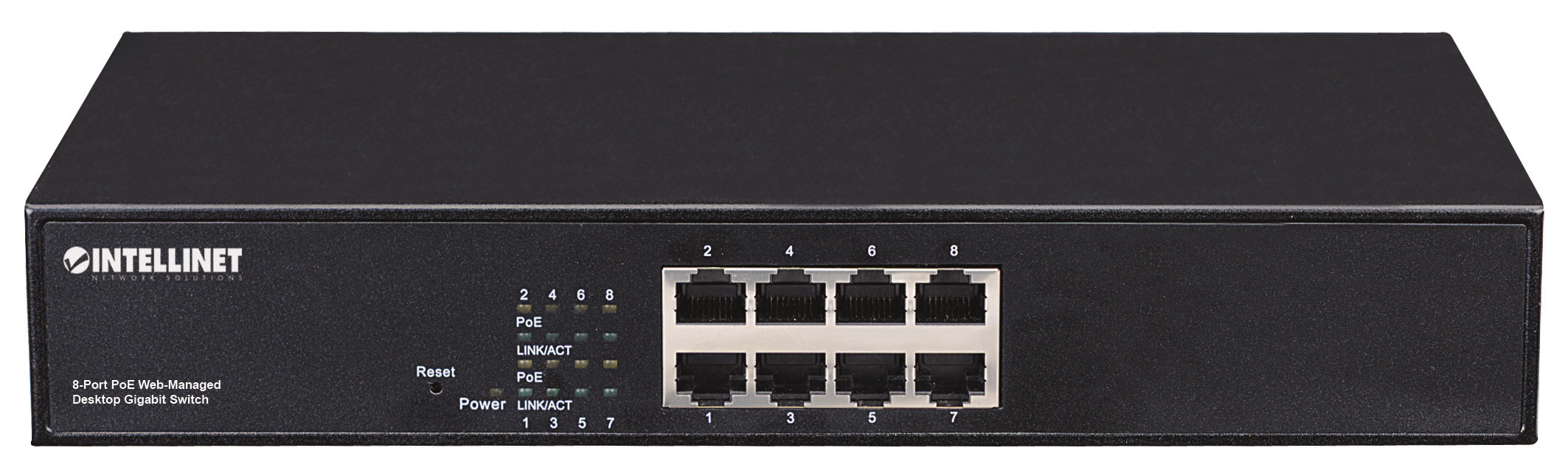 PoE Web-Managed Desktop Gigabit Switch English For specifications and detailed instructions, refer to the user manual on the enclosed CD or at intellinet-network.com.