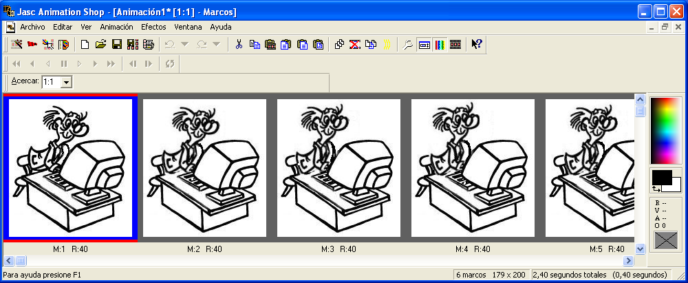 distintos marcos. Para comprobar el efecto, pulsar en Ver animación, apareciendo la siguiente imagen en formato GIF.