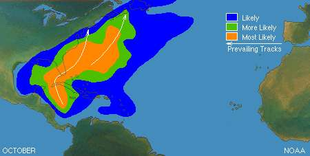 Durante el mes de octubre, la ciclogénesis (nacimiento de huracanes) se produce