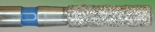 Piedra diamante cilíndrica extremo redondeado para chamfer simple grano azul ( mm diámetro) para turbina de 8 mm de largo ISO 806.34.4.54.