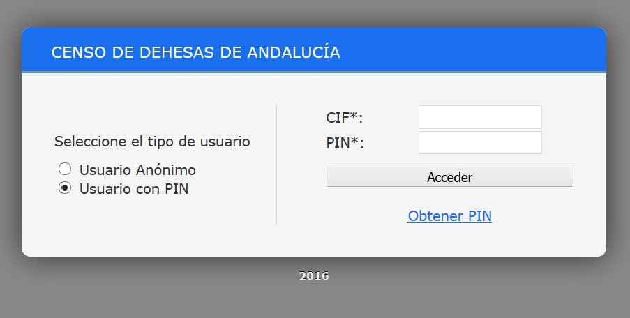 2.2. Acceso mediante PIN 2.2.1. Si dispone de PIN Acceder al formulario de acceso de la aplicación e introducir su CIF y PIN y seleccionar el botón "Acceder".