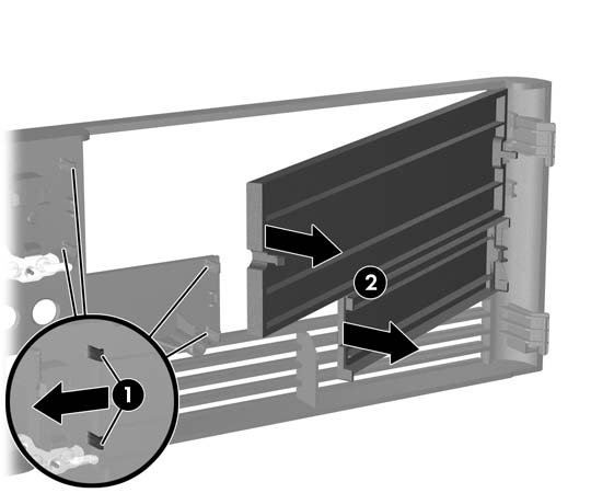 Extracción de las tapas del panel En algunos modelos, existen tapas de panel que cubren los compartimientos de unidades externos de 3,5 y 5,25 pulgadas, que deben extraerse antes de instalar una