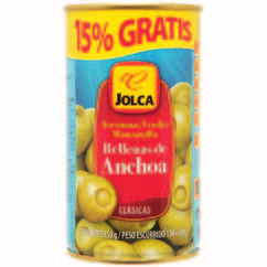 70 producto +15 ESTRELLA GRATIS 1 e,00 Aceitunas rellenas de anchoa JOLCA, lata 1 g.