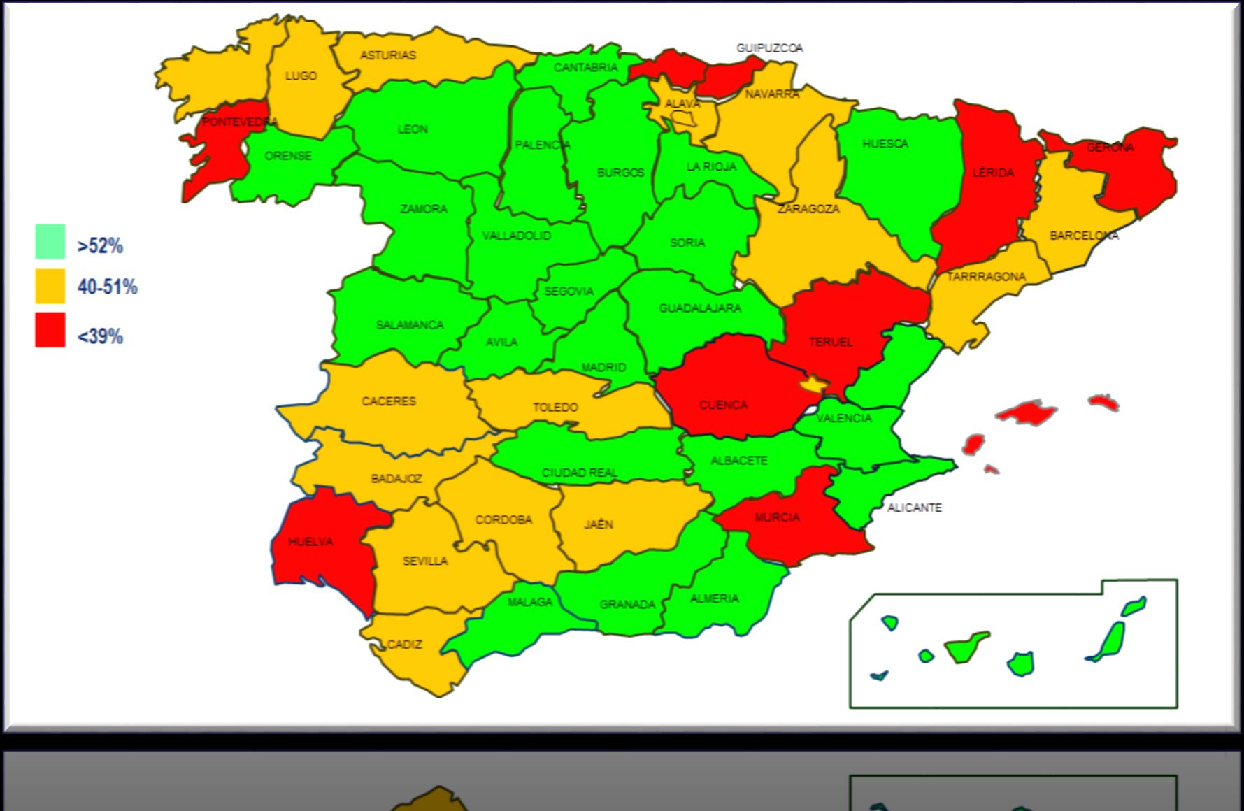 Cómo están las coberturas vacunales frente a rotavirus en España? 37,9 9% 44,9 2% 47,0 0% 68,9 9% 47,8 % 52,5 % 14,1 4% 60,7 3% 63,8 2% 59,5 5% 69,7 6% 59,8 8% 68,3 9% 67.