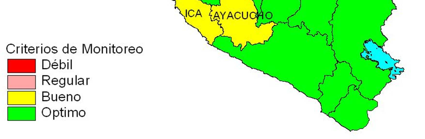 Indicadores de monitoreo de la información del Sistema Nacional de Vigilancia Epidemiológica en Salud Pública por regiones, Perú SE 23 2013 En el puntaje final de los indicadores (Figura 2 y 3), se