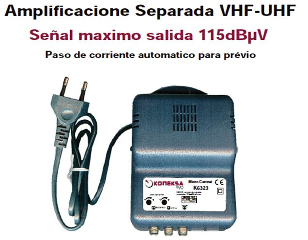 VHF/UHF 25dB, FI 22db Maximo Nivel De Salida 107/104 dbuv 1/10 69,70 MICRO