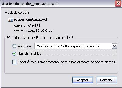 Exportar Agenda de Contactos Esta función le permite crear un archivo con todos los datos de sus contactos almacenados.