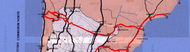 Mapa I.I.R.S.A. de los CORREDORES en Argentina (No aclara lo qué es Ferroviario y lo qué es Vial ).