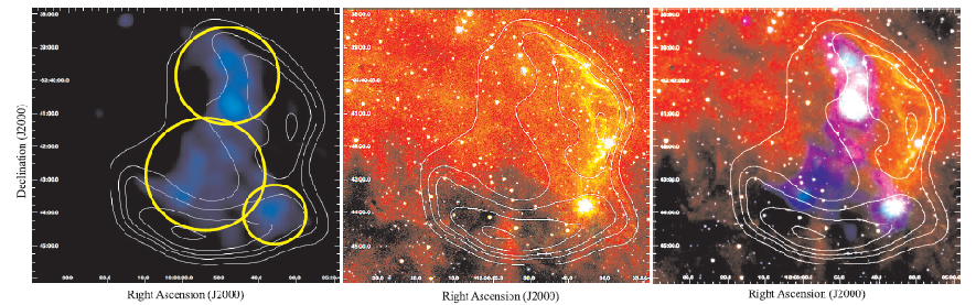 con el valor de NH obtenido para el RSN. Por lo tanto, la fuente de rayos-x central podría ser una estrella de campo o el RSN estar en una región donde existen gran cantidad de nubes moleculares.