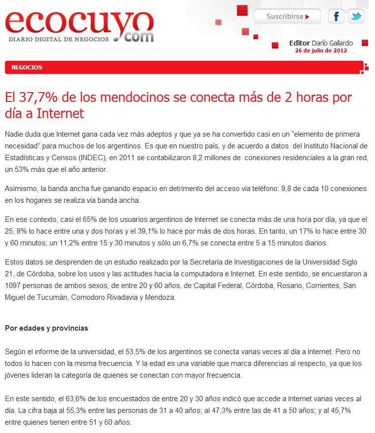 Medio: Ecocuyo, de Mendoza Sección: