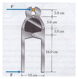 19. La figura muestra un cortatornillos compuesto. Si las dimensiones son las indicadas en esta figura, cuál es la ventaja mecánica? Solución: 8,9. 20.