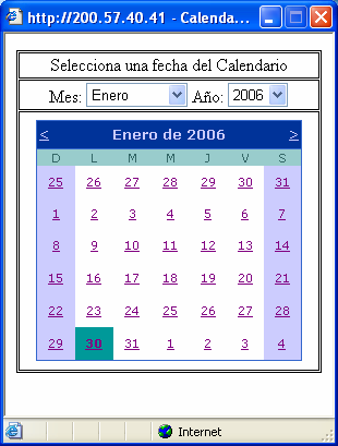 La opción de la fecha puede darse en forma manual o bien optando por el ícono de calendario a un lado que nos