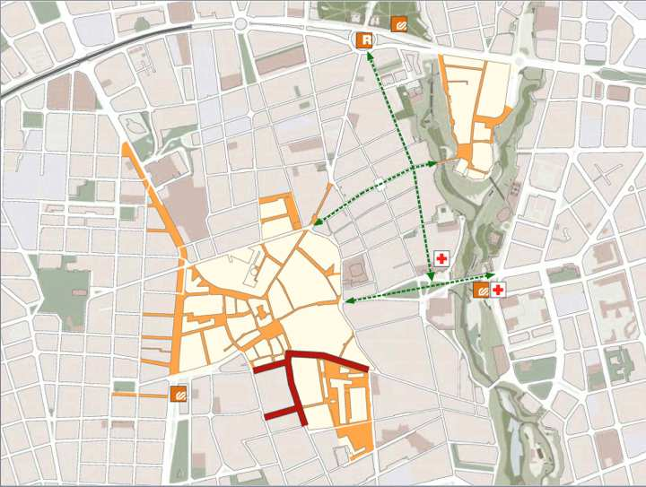 Pla de Mobilitat Urbana de Terrassa 2016-2021 107 a vàlida una solució temporal prèvia a l actuació urbanística (per exemple a partir de l ampliació de l espai per a vianant amb senyalització a la