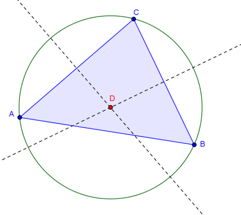 4 5 triángulo. Pista: Por defecto, el punto de intersección será denominado D. Selecciona la herramienta Circunferencia (centro, punto).