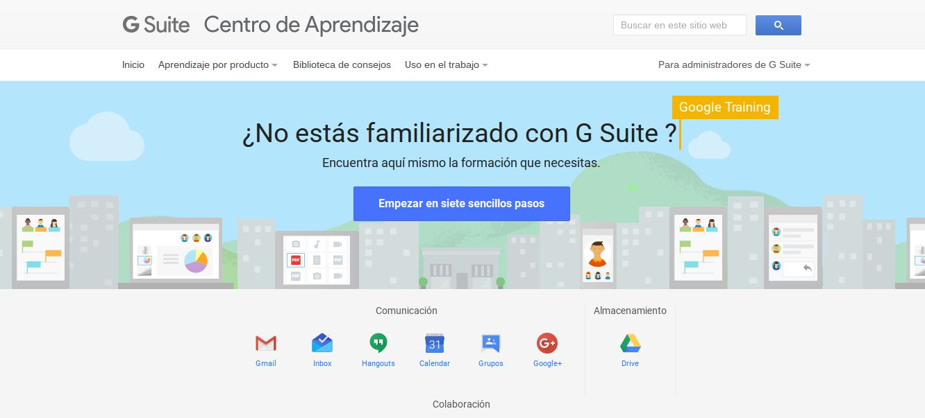 aprendizaje de G Suite en gsuite.google.es/learning-center.