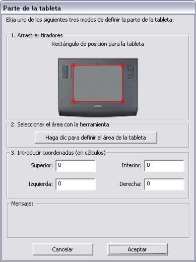 44 ÁREA DE LA TABLETA Las opciones de ÁREA DE LA TABLETA de la ficha PROYECCIÓN permiten definir el área de la tableta que se vaya a proyectar en el área de la pantalla: COMPLETA.