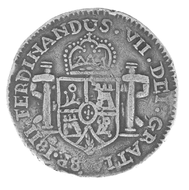 F 11,000.00 152. 8 Reales. L.V.O. Moneda Provisional Zacatecas 1811. Primer tipo. Escudo de armas local.