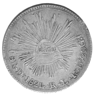 MONEDA DE REPUBLICA. Águila de Perfil. 169. 2 Reales. Mexico 1824 JM.