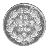 375. 5 Centavos 1864 M. Rayoncito en anverso.
