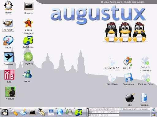 AugustuX: es la primera distribución aragonesa basada en GNU/Linux.