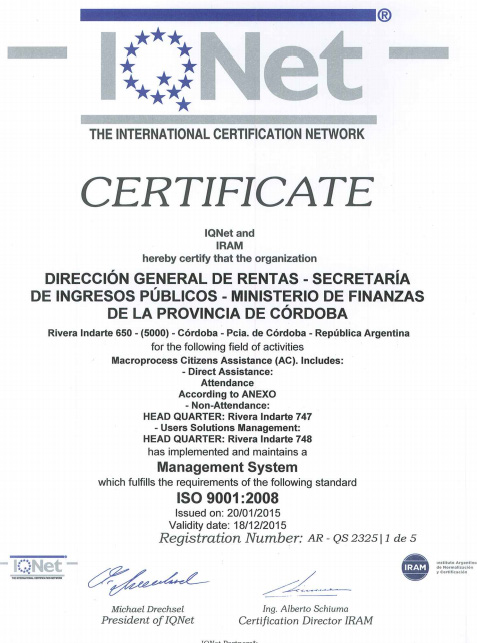 Certificaciones de Calidad en todos los subsistemas de la Secretaria.