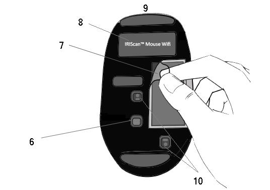 Sensores de escaneo Antes de empezar: Cargue el IRIScan TM Mouse Wifi durante 30 minutos.
