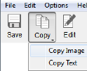 4. Copiar como imagen o texto 1. Haga clic en Copiar. 2. Seleccione Copiar imagen o Copiar texto. 3. Abra una aplicación que pueda procesar imágenes o texto enriquecido (o ambos).