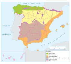 Señala en la zona correspondiente los diferentes climas de España: clima de
