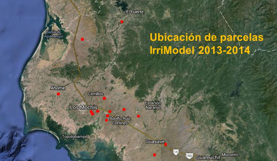 MATERIALES Y MÉTODOS Descripción de la zona La transferencia de la tecnología IRRIMODEL se concentró en la zona del norte de Sinaloa que comprenden los municipios de Ahome, El Fuerte, Choix, Guasave