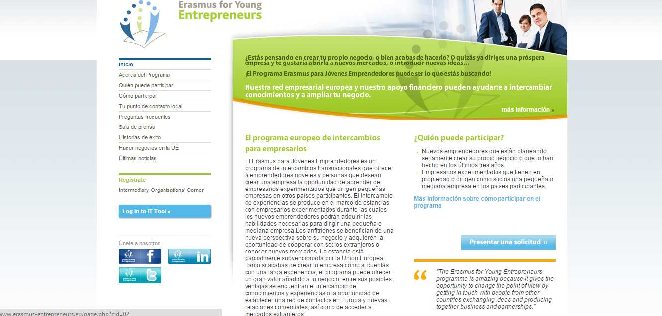 ERASMUS para jóvenes emprendedores