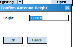 En la pantalla de confirmación de la altura de la antena CONFIRM ANTENNA HEIGHT, colocamos OK al valor por defecto de 1mt que aparece en la pantalla: 6.