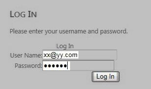 called Password ( ). After having filled in the necessary information, press the Log In ( ) button.