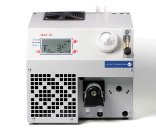 MAK10 ENFRIADOR DE GAS DE MEDICION Aplicación Los enfriadores de gas de medición MAK10 son diseñados para reducir el punto de rocío del gas de medición y para separar el vapor de agua del gas de