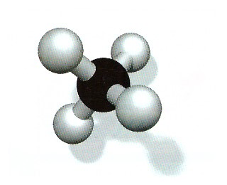 9. La molécula de metano (CH 4 ) tiene cuatro átomos de hidrógeno localizados en los vértices de un tetraedro regular de lado 0,18 nm, con el átomo de carbono en el centro.