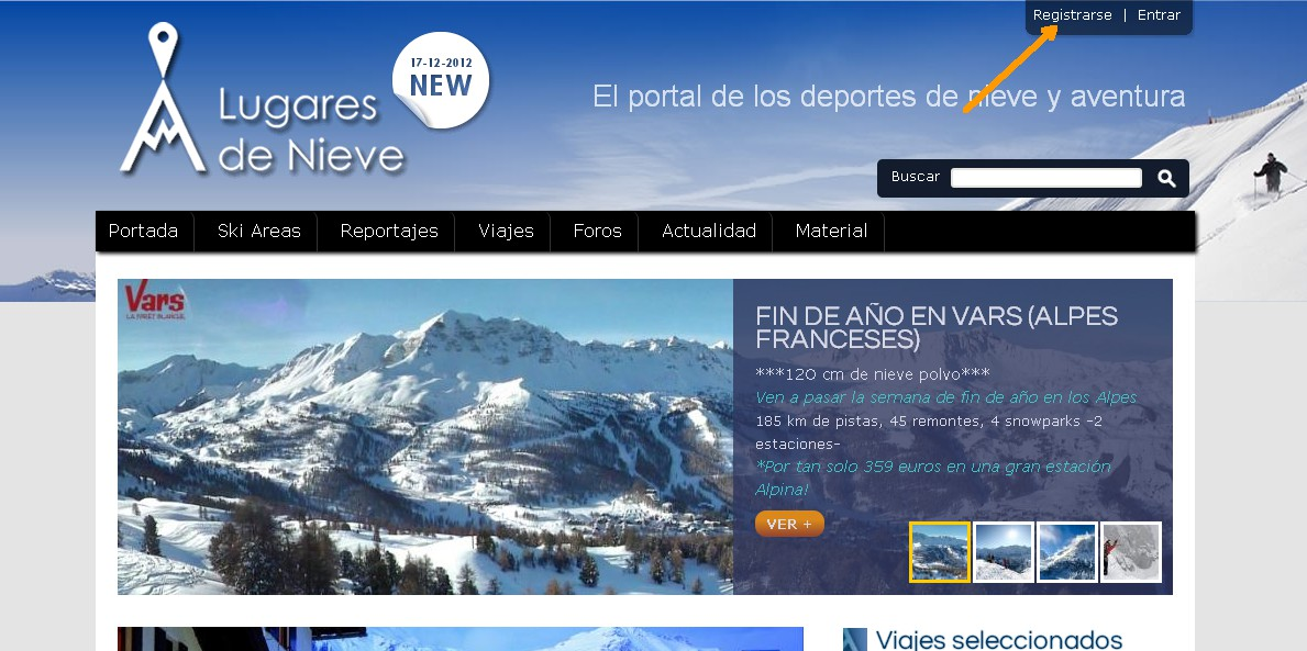 Usuarios sin facebook Registrate en Lugares de Nieve Para registrarte en el