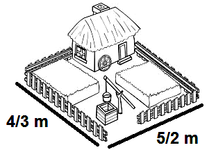 5 8. La granja de Don Raúl tiene las dimensiones que aparecen en la figura. Cuánto mide la cerca que rodea la granja? A. 23/3 m B. 5/9 m C.