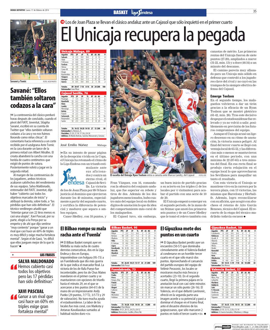 17/2/2014 Kiosko y Más - Mundo Deportivo - 17 feb. 2014 - Page #35 http://lector.kioskoymas.