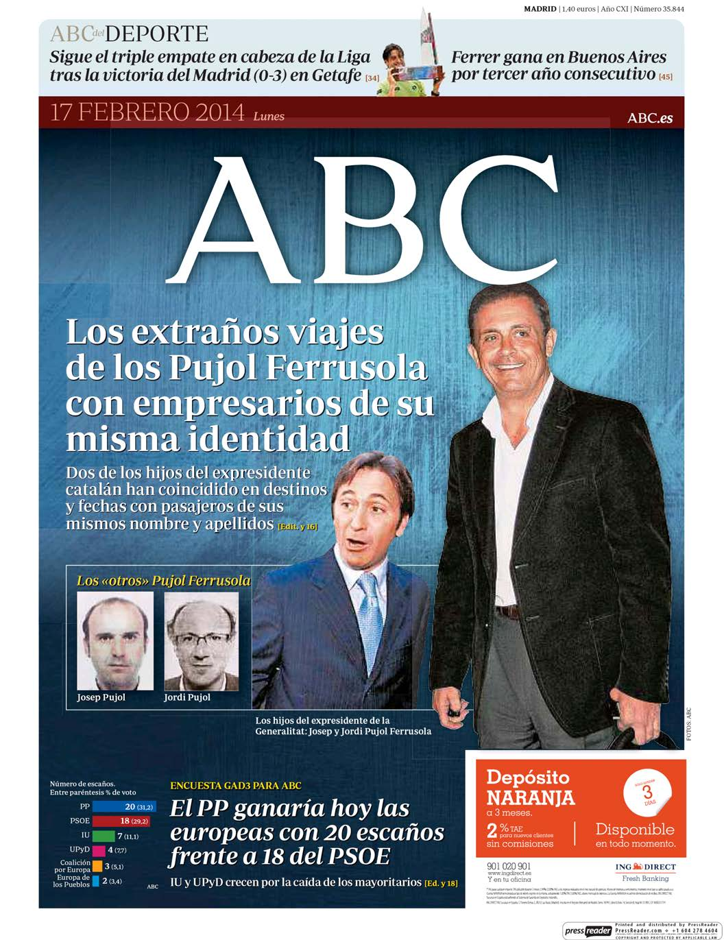 17/2/2014 Kiosko y Más - ABC (Madrid) - 17 feb. 2014 - Page #1 http://lector.kioskoymas.