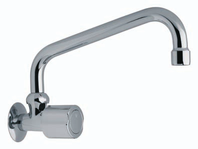 0420/15 agua, con pico móvil, con volante 15 Allegro. Wall mount faucet with swivel spout. 15 Allegro handle.