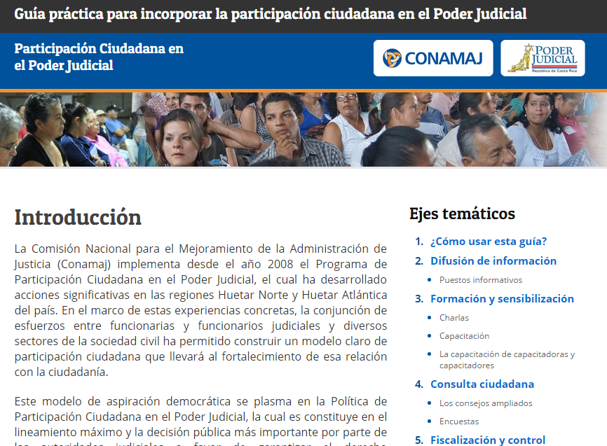 Ubicación en la Intranet de la guía práctica de Participación Ciudadana Así se ve la guía en la Intranet Judicial!