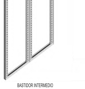 BASTIDOR INTERMEDIO Conjunto de una sola pieza formado por cuatro perfiles ranurados verticales de 50*40*1 mm, con alojamientos de 9 x 12 mm. cada 25 mm.