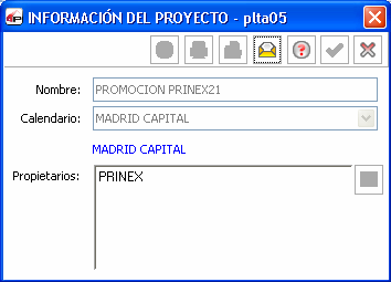 Los propietarios del proyecto serán aquellos usuarios PRINEX21 que tendrán acceso sin restricciones a modificar cualquier dato de dicho proyecto.