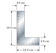 Más acerca del centro de gravedad 10. En la figura 3 se ve una escuadra de carpintero en forma de L. Localice su centro de gravedad. R: x =3.85 cm ; y =6.85 cm. Figura 3: 11.