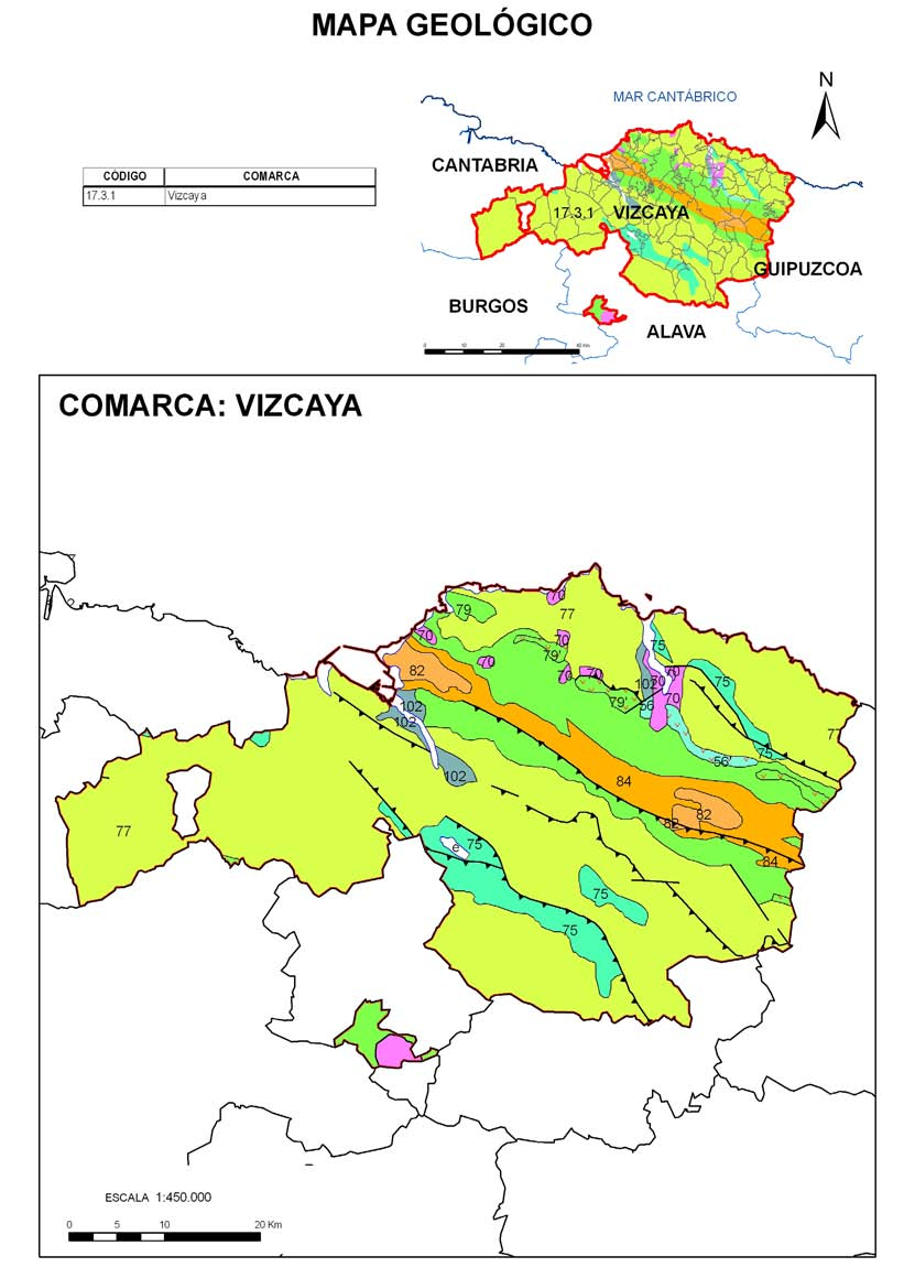 Comarca Vizcaya Figura 1-1: Mapa de geología de Vizcaya.