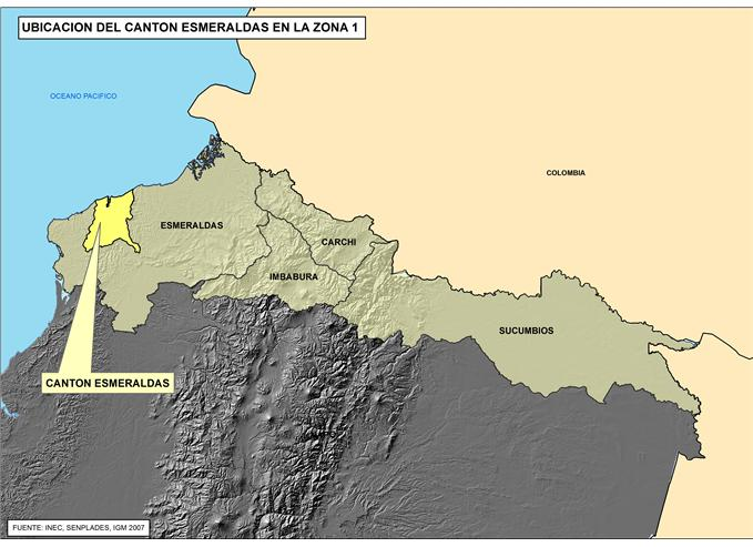 FICHA DE CIFRAS GENERALES CANTÓN Cantón ESMERALDAS, Provincia de ESMERALDAS se encuentra en la Zona 1 de planificación.