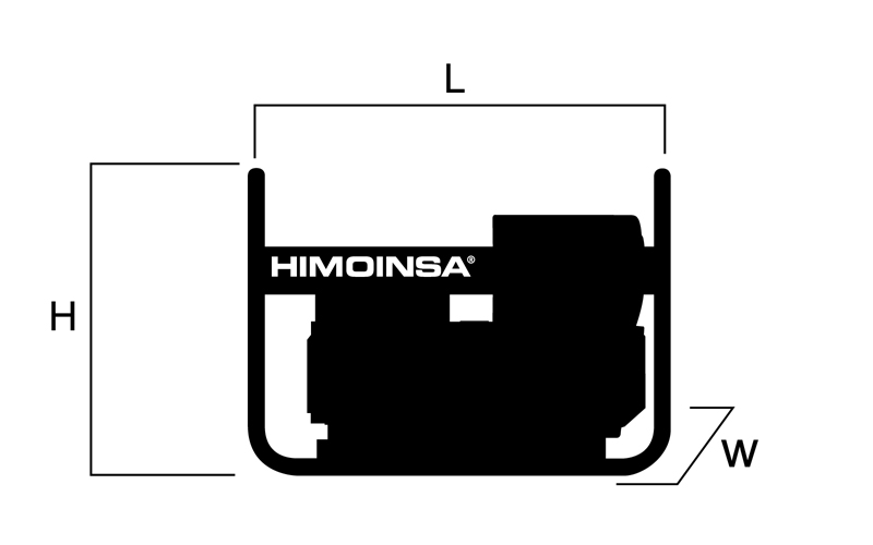 Dimensiones (L) (H) (W) Dimensiones y Peso Largo mm 800 Alto mm 570 Ancho mm 590 Volumen de embalaje máximo m3 0,27 (*) Peso con líquidos en radiador y carter Kg 125 Capacidad del depósito L.